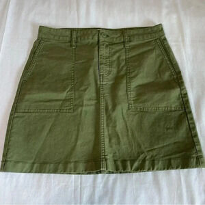J.Crew Military Green Shirt Skirt Size 8 Pockets Y2K 90’s Casual Flat Front